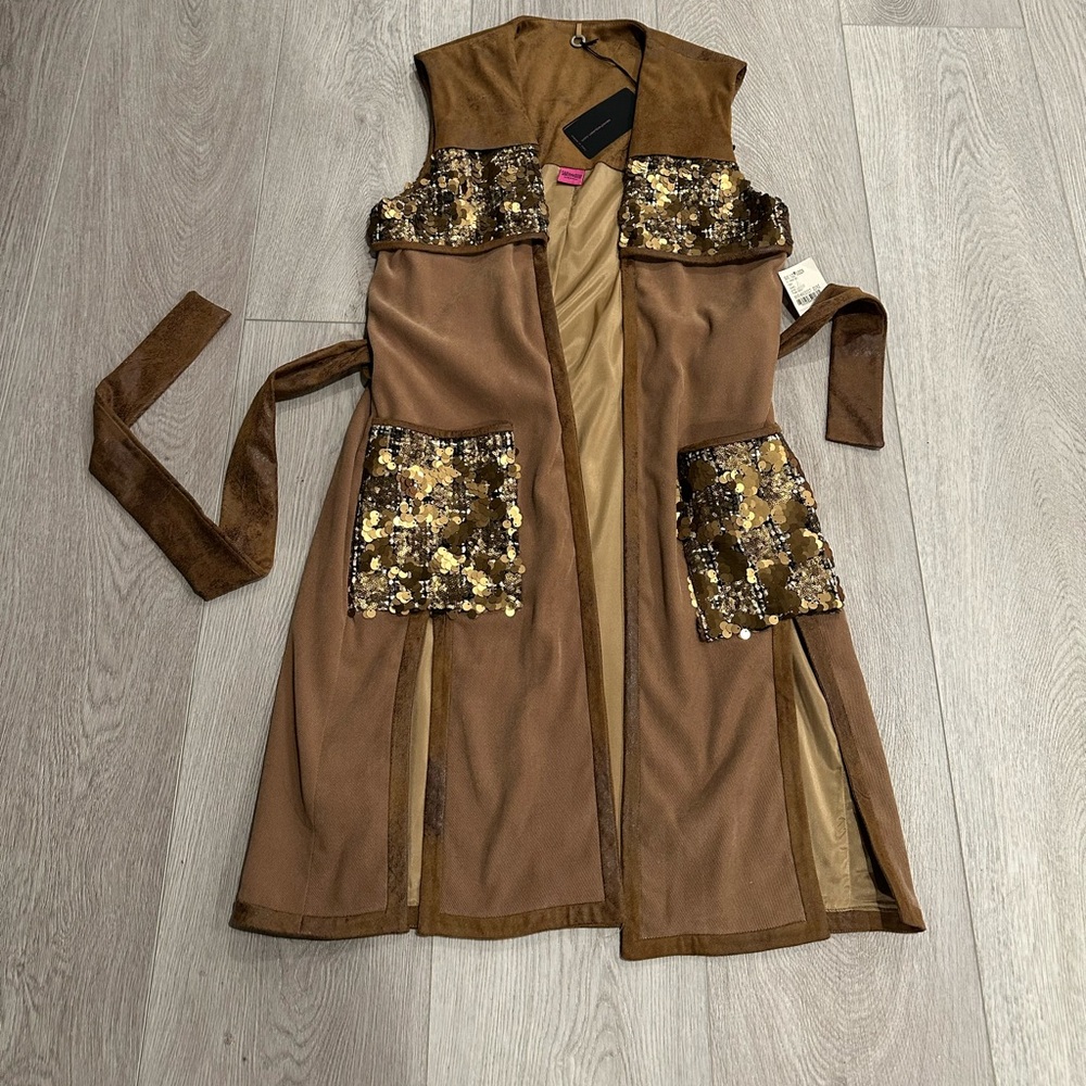 Save The Queen Camel and Sequin Tie Vest - Picture 6 of 10